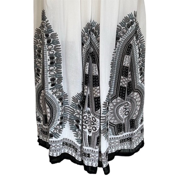 Zury Maxi Dress Womens One Size White Tribal Border Print V-Neck Sleeveless Boho - Picture 8 of 10